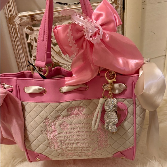 Exclusive Juicy Couture Tale Tote Pink and Cream with Embellishments 🩷 - Picture 11 of 11
